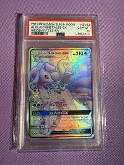 PSA 10 Alolan Ninetales GX Full Art SV53/SV94 Hidden Fates Gem Mint - Image 1