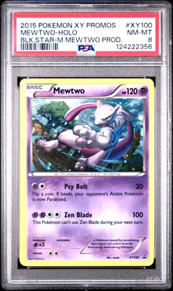 2015 Pokemon Xy Black Star Promos #XY100 Mewtwo PSA 8 - Image 1