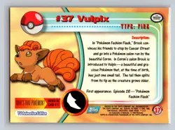 Vulpix #37 Topps Trading Cards Series 1 Pokemon Near Mint - Image 2