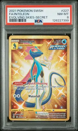 Pokemon Inteleon Secret Rare Holo PSA 8 SWSH07 Evolving Skies 227/203 2021 - Image 1