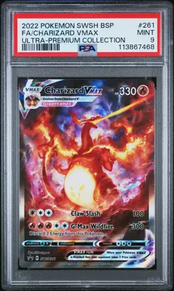 2022 POKEMON SWSH BLACK STAR PROMO #261 FULL ART/CHARIZARD VMAX PSA 9 - Image 1