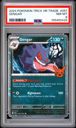 2024 POKEMON STAMPED TRICK OR TRADE #057 GENGAR PSA 8 - Image 1