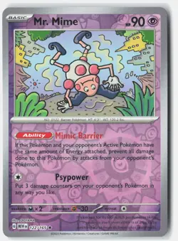Mr. Mime 122/165 Rare 151 Pokemon Reverse Holo Near Mint - Image 1