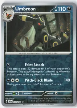 Umbreon 059/131 Holo Rare Prismatic Evolutions Pokemon Reverse Holo Near Mint - Image 1