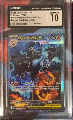 CGC 10 Mega Charizard X EX 125/094 SIR Phantasmal Flames Pokemon - Image 1