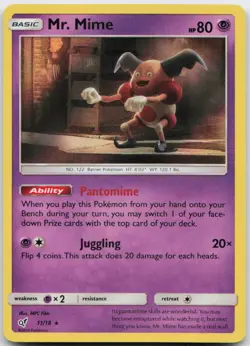 Mr. Mime 11/18 Rare Detective Pikachu Pokemon Near Mint - Image 1