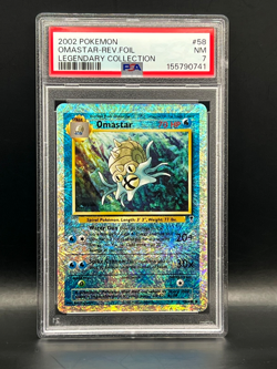 2002 Pokemon Legendary Collection Omastar #58 Reverse Holo- PSA 7 - Image 1