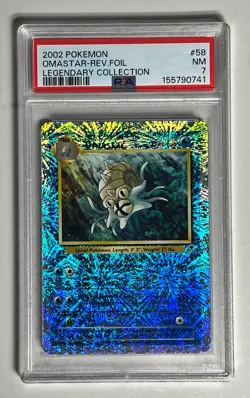 2002 Pokemon Legendary Collection Omastar #58 Reverse Holo- PSA 7 - Image 2
