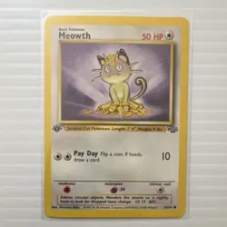 Pokemon Meowth 56/64 Jungle 1st Edition Common 50 HP Basic English 1999 - Image 1