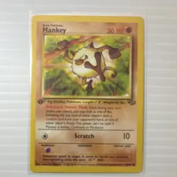 Pokemon Mankey 55/64 Jungle 1st Edition Common 30 HP Basic English 1999 - Image 1