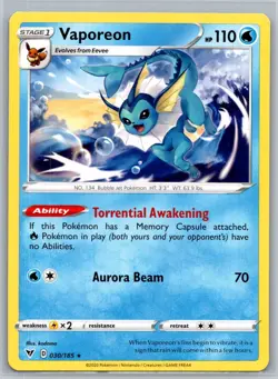 Vaporeon 030/185 - Vivid Voltage - NEAR MINT NM - Pokemon TCG - Image 1