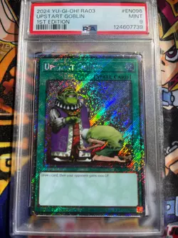 PSA 9 Yu-Gi-Oh RA03-EN096 Upstart Goblin 1st Edition Platinum Secret Rare - Image 1