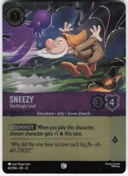 Sneezy Startlingly Loud Foil Foil 42/204 Wilds Unknown Disney Lorcana - Image 1