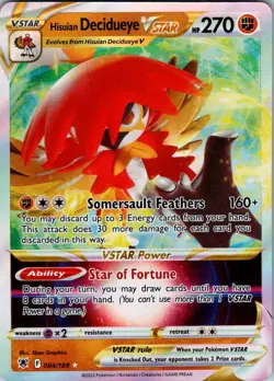 HISUIAN DECIDUEYE VSTAR 084/189 HOLO VSTAR RARE ASTRAL RADIANCE POKEMON NM/M - Image 1