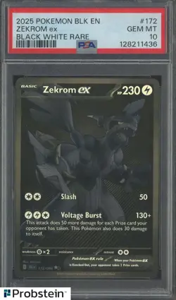2025 Pokemon BLK EN Black White Rare #172 Zekrom ex PSA 10 GEM MINT - Image 1