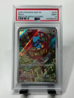 2025 POKEMON MEP EN-ME BLACK STAR PROMO #010 RIOLU PSA 9 - Image 1