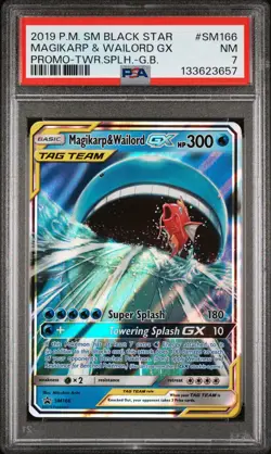 2019 POKEMON SM BLACK STAR PROMO MAGIKARP & WAILORD GX #SM166 PSA 7 NM 133623657 - Image 1