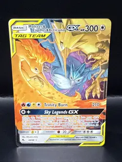 Pokemon Card - Moltres & Zapdos & Articuno GX Hidden Fates 44/68 Ultra Rare Holo - Image 1