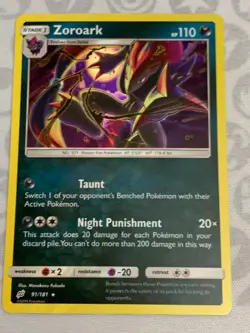 C1721 POKEMON TCG ZOROARK HOLO NM #91 SUN MOON TEAM UP SINGLE CARD - Image 1