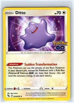 Ditto 053/078 Holo Rare Pokemon GO Pokemon Near Mint - Image 1