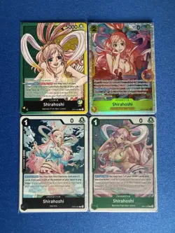 Shirahoshi One Piece TCG 4-card lot OP12 Super Rare+OP11 Leader/Rare+more - PWE - Image 1