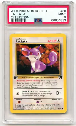 PSA 9 MINT Rattata Team Rocket 1st Edition 2000 Pokemon WOTC 66/82 -93 - Image 1