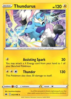 Thundurus 052/198 Chilling Reign Non Holo Theme Deck Exclusive Pokemon Card NM - Image 1