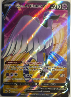 Pokemon Galarian Articuno V SWSH06 169/198 Full Art Holo Ultra Rare 210 HP - Image 1