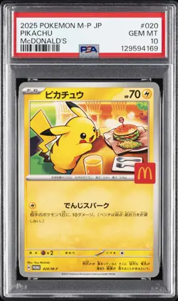2025 POKEMON JAPANESE M-P PROMO MCDONALD'S #020 PIKACHU PSA 10 - Image 1
