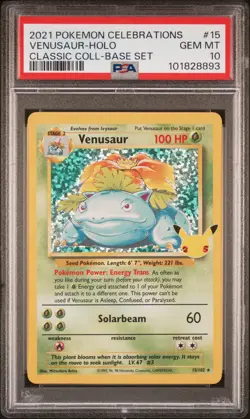 2021 POKEMON CELEBRATIONS CLASSIC COLLECTION #15 VENUSAUR-HOLO PSA 10 - Image 1