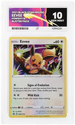 2021 Pokemon Eevee Black Star Promo SWSH118 ACE 10 Gem Mint - - Image 1