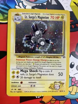 Pokemon TCG Lt. Surge's Magneton 008/132 Gym Heroes Holo Rare SWIRL 🌀 - Image 1