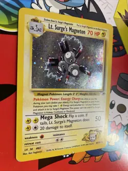 Pokemon TCG Lt. Surge's Magneton 008/132 Gym Heroes Holo Rare SWIRL 🌀 - Image 2