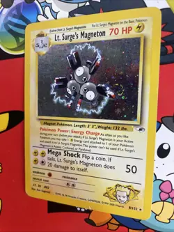 Pokemon TCG Lt. Surge's Magneton 008/132 Gym Heroes Holo Rare SWIRL 🌀 - Image 3
