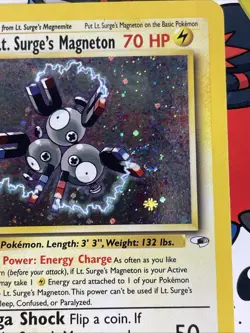 Pokemon TCG Lt. Surge's Magneton 008/132 Gym Heroes Holo Rare SWIRL 🌀 - Image 4