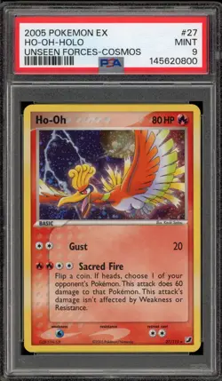 Pokemon Ho-Oh EX Unseen Forces Cosmos Holo Rare #27 PSA 9 Mint - Image 1
