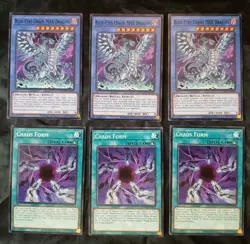 3x Blue-Eyes Chaos MAX Dragon & 3x Chaos Form Common Near Mint Yugioh Playsets - Image 1