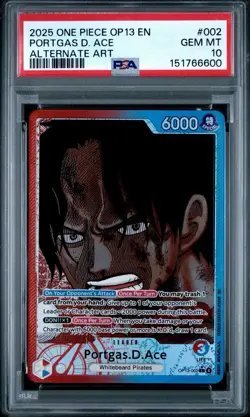 PSA 10 - Portgas.D.Ace - Leader Alternate Art OP13-002 EN One Piece CCG - Image 1