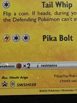 Pikachu SWSH039 Cosmos Holo Pokemon TCG Black Star **Holo Bleed SWIRL** NM - Image 4
