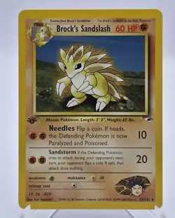 Brock's Sandslash 032/132 Rare 1st Edition Gym Heroes Pokemon WOTC - Image 1