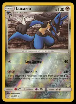 Lucario 126/214 Holo Rare Unbroken Bonds Pokemon Reverse Holo Near Mint - Image 1