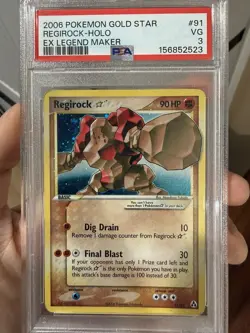 2006 POKEMON EX LEGEND MAKER GOLD STAR #91 REGIROCK-HOLO PSA 3 - Image 1
