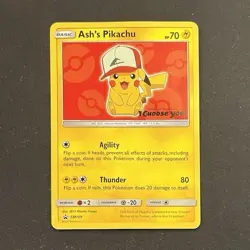 Pokemon Ash’s Pikachu SM109 Black Star Promo I Choose You Holo Near Mint - Image 1