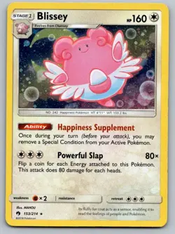 Blissey 153/214 Holo Rare Lost Thunder Pokemon Holo Near Mint - Image 1