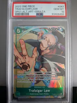 2022 ONE PIECE OP01-ROMANCE DAWN ALTERNATE ART-ERRATA #047 TRAFALGAR LAW PSA 10 - Image 1
