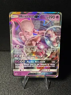 Pokemon Card TCG Mewtwo GX Black Star Promo SM196 Full Art Sun and Moon MP - Image 1