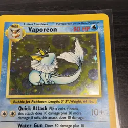 Pokemon Card - TCG Vaporeon (No Jungle Symbol) Holo Card #12/64 MP - Image 2