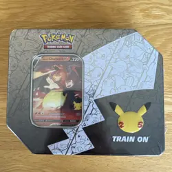 POKEMON TCG Celebrations 25th Anniversary - Lance's Charizard V Large Tin SEALED - Image 1