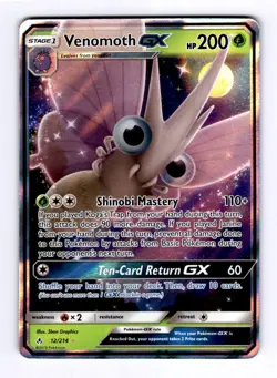 Venomoth GX SM - Unbroken Bonds #12 (2019) Ultra Rare Holo NM Pokemon - Image 1