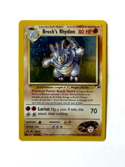 Pokemon TCG 2000 Brock’s Rhydon 2/132 Gym Heroes Holo Rare WOTC Vintage LP - Image 2